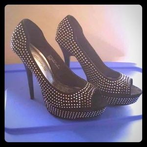 Black Heels with Rhinestones